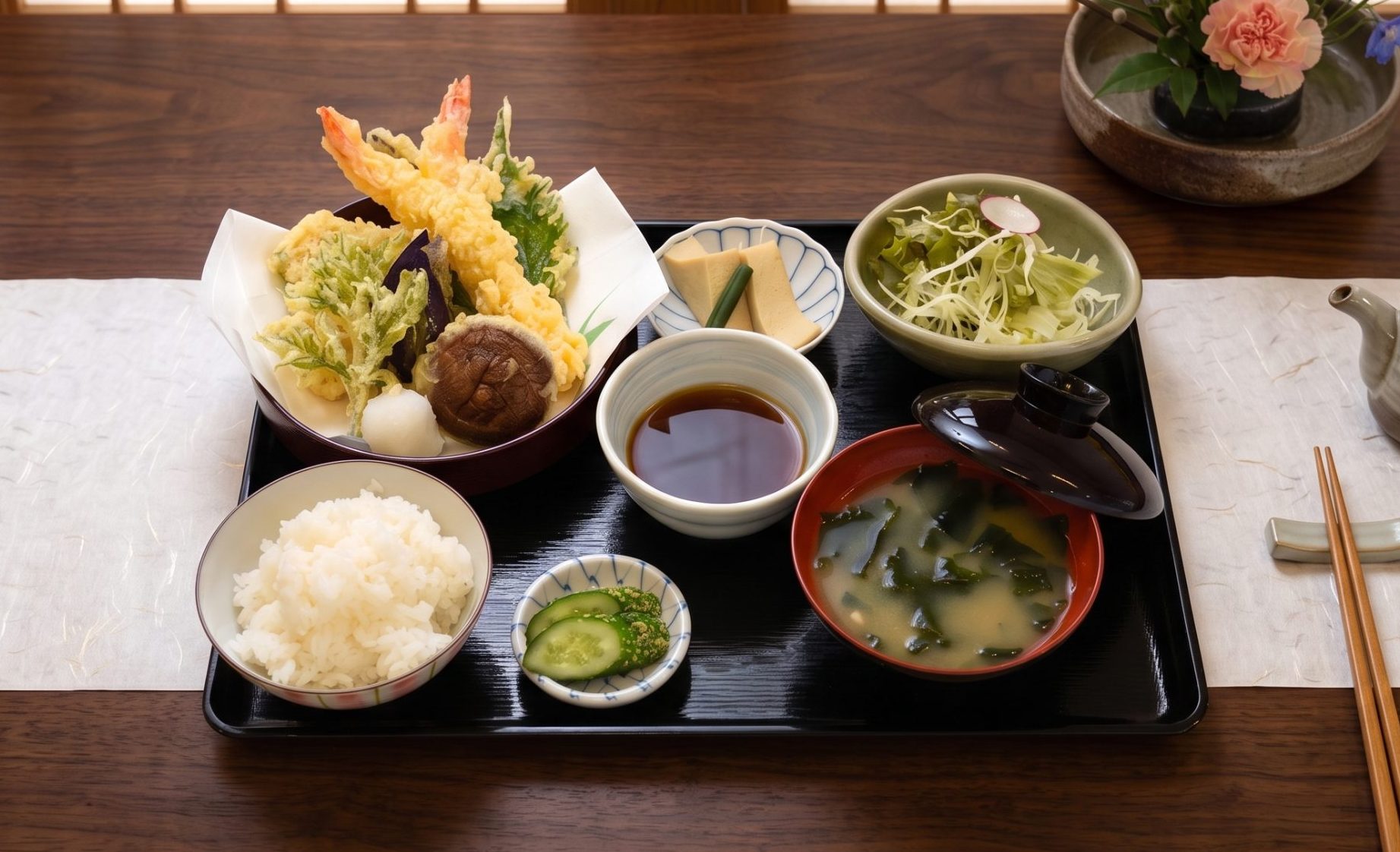 職人の揚げたて天麩羅定食（上）